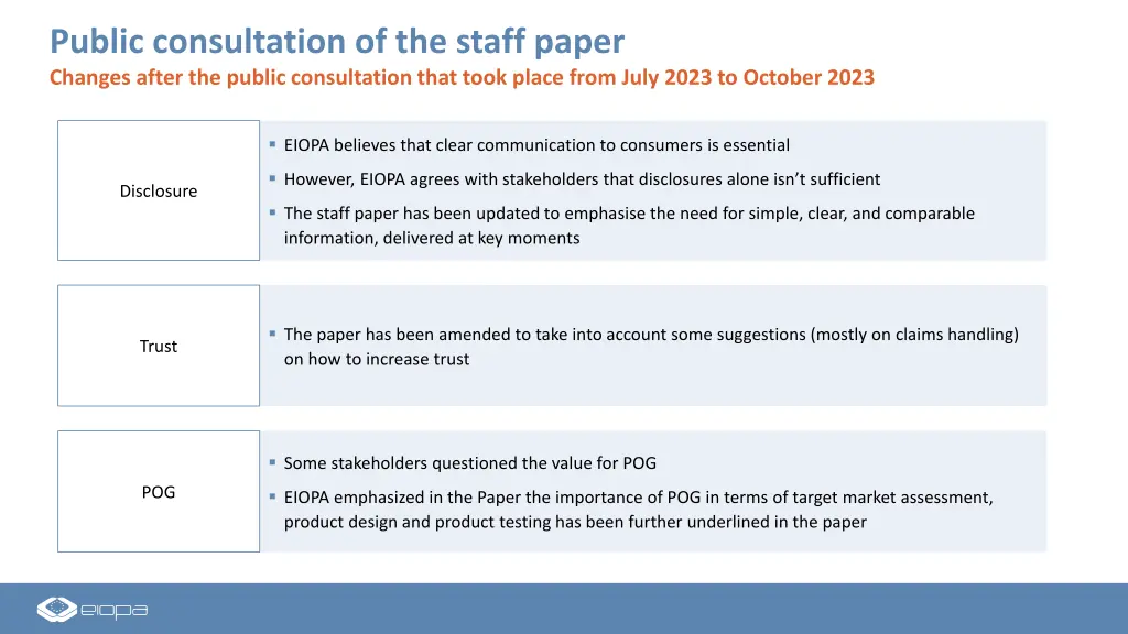 public consultation of the staff paper changes