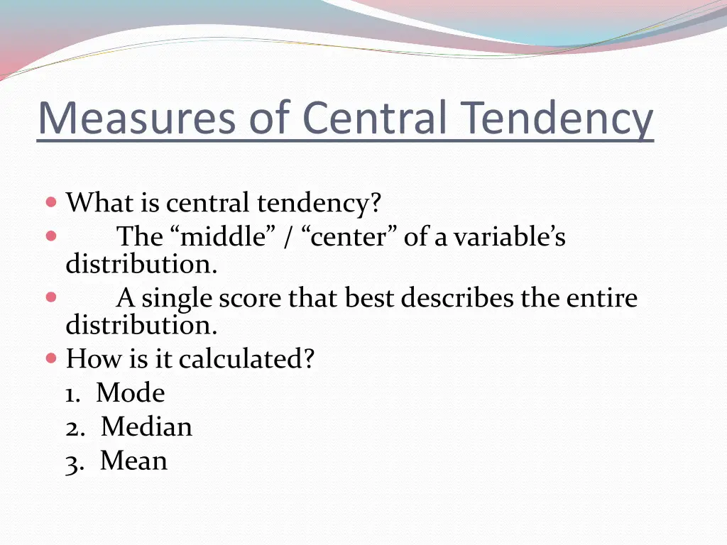 measures of central tendency