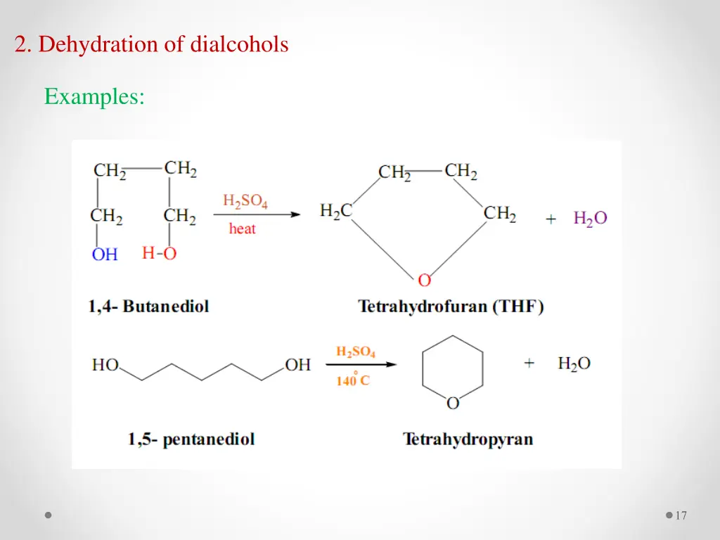 2 dehydration of dialcohols