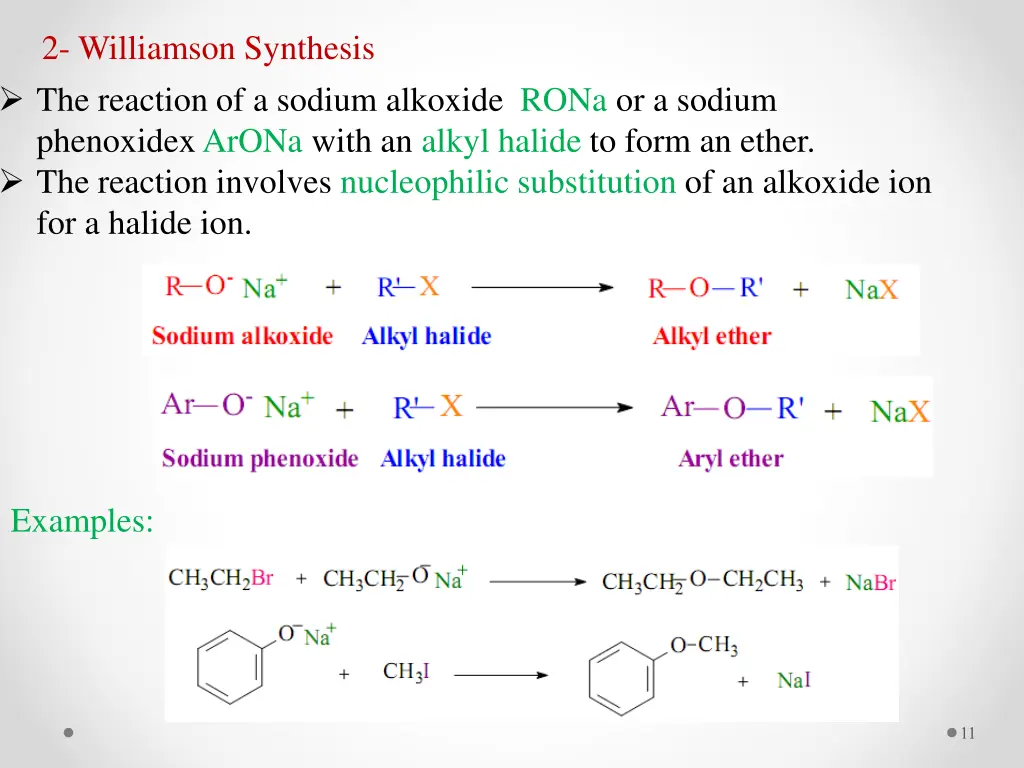 2 williamson synthesis the reaction of a sodium