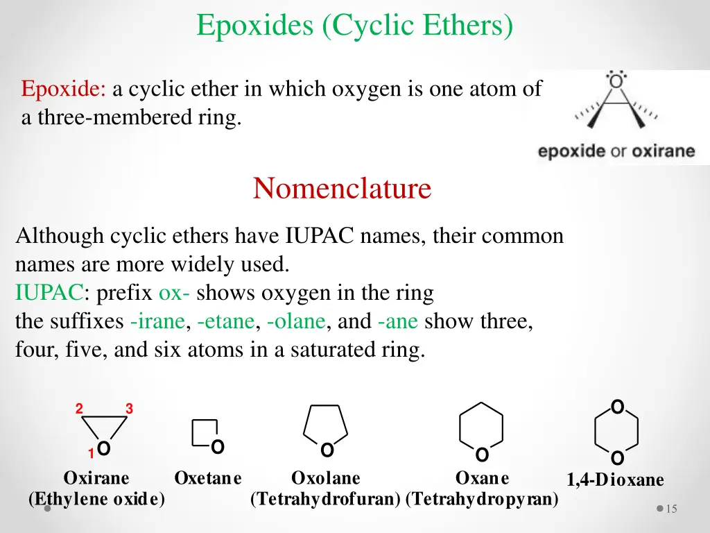 epoxides cyclic ethers