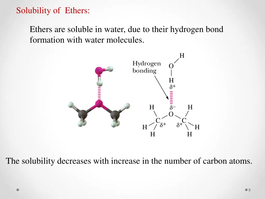 solubility of ethers