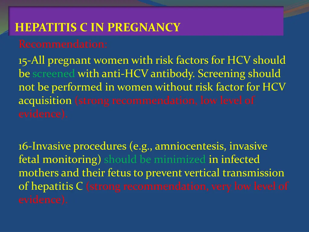hepatitis c in pregnancy recommendation