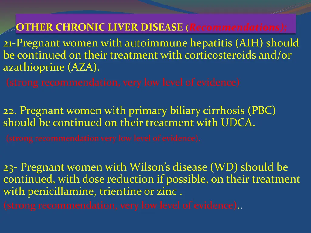 other chronic liver disease recommendations