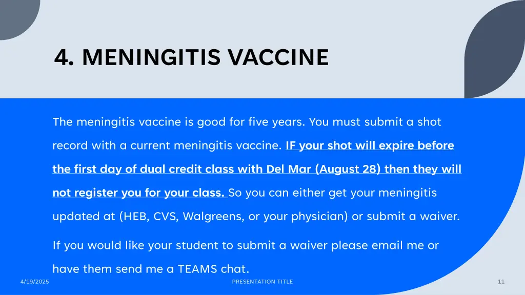 4 meningitis vaccine