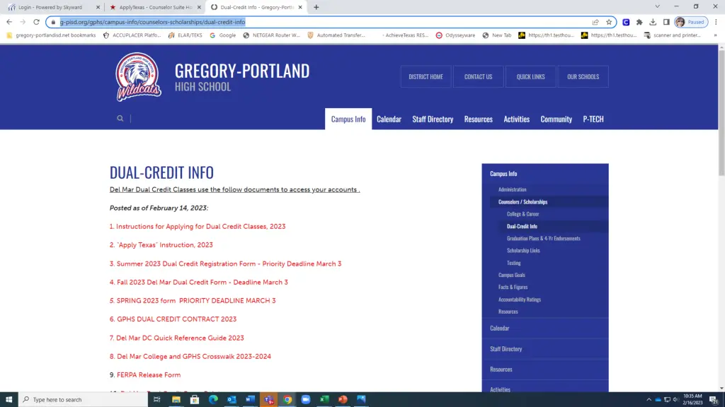 be sure to go to the counselors webpage and view