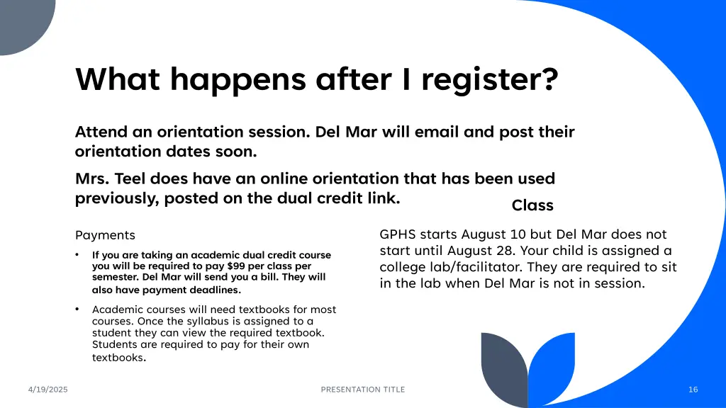 what happens after i register