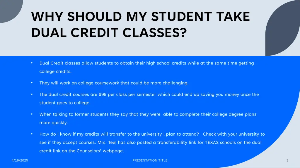why should my student take dual credit classes