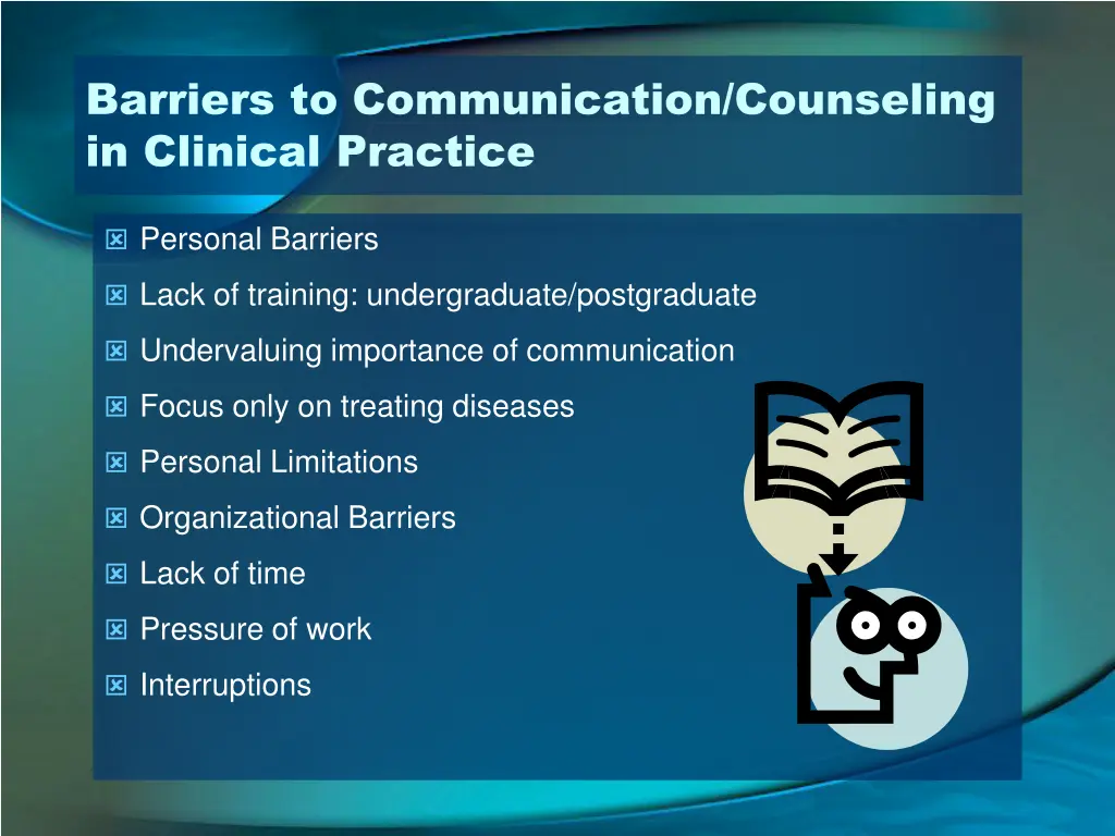 barriers to communication counseling in clinical