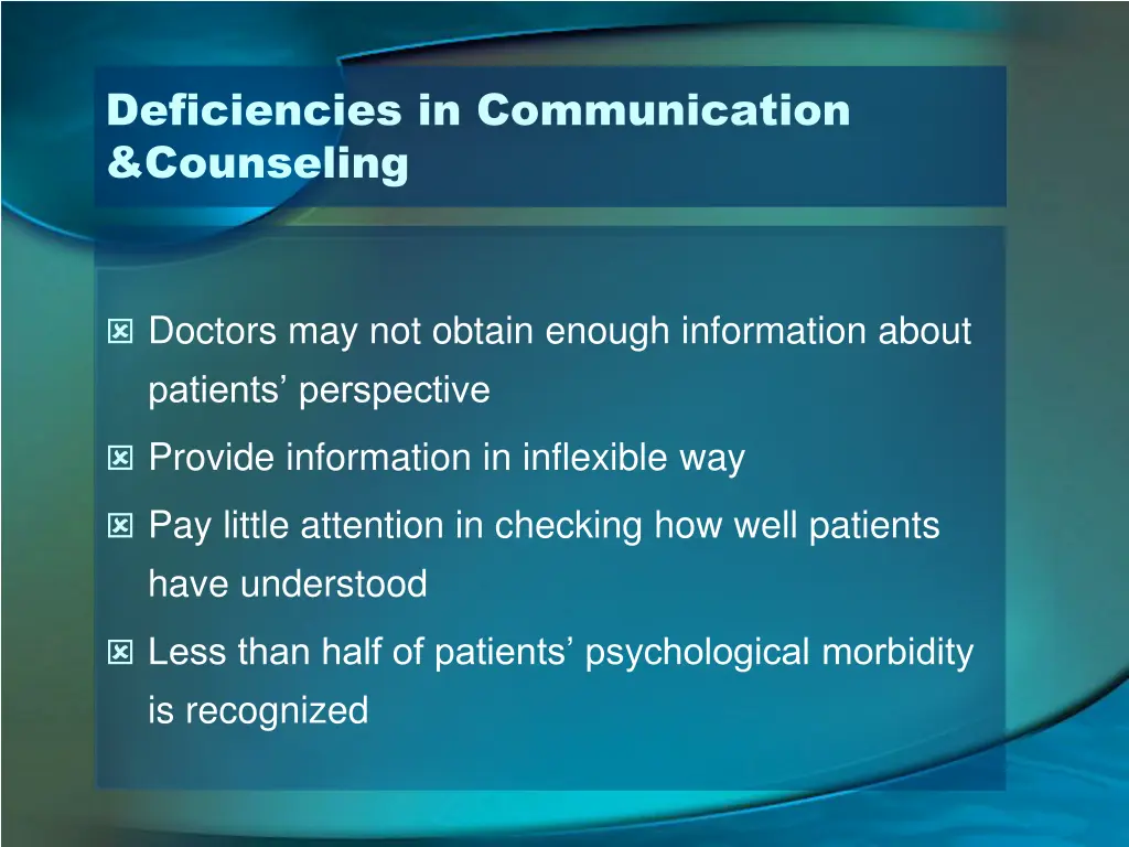 deficiencies in communication counseling