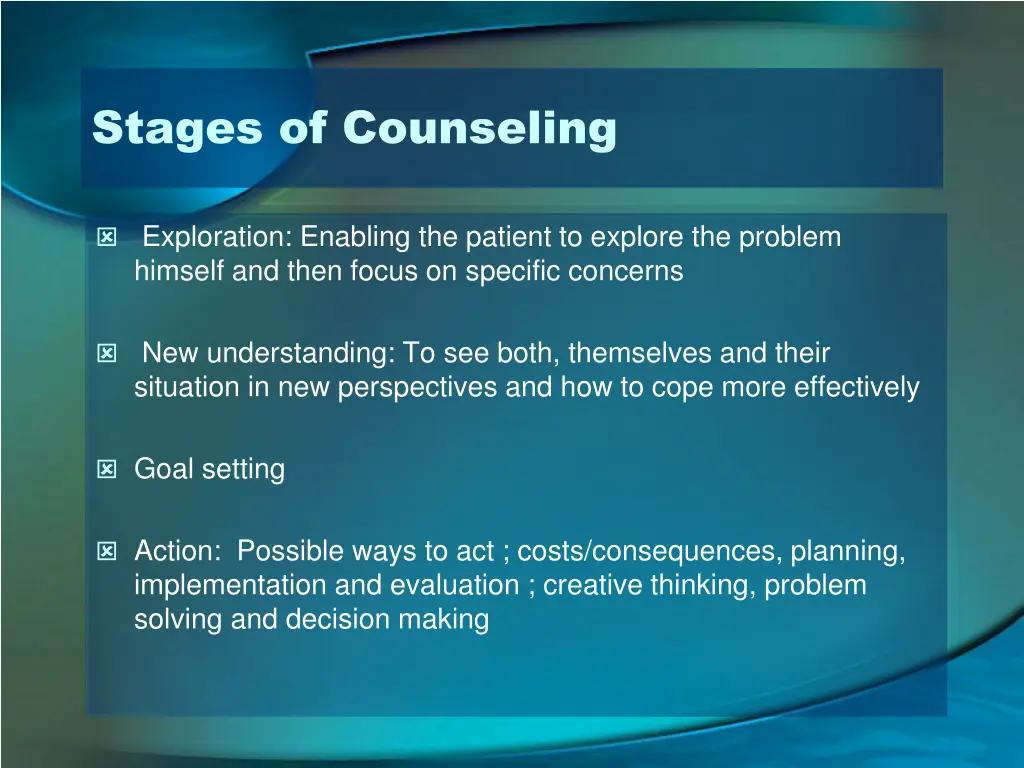 stages of counseling