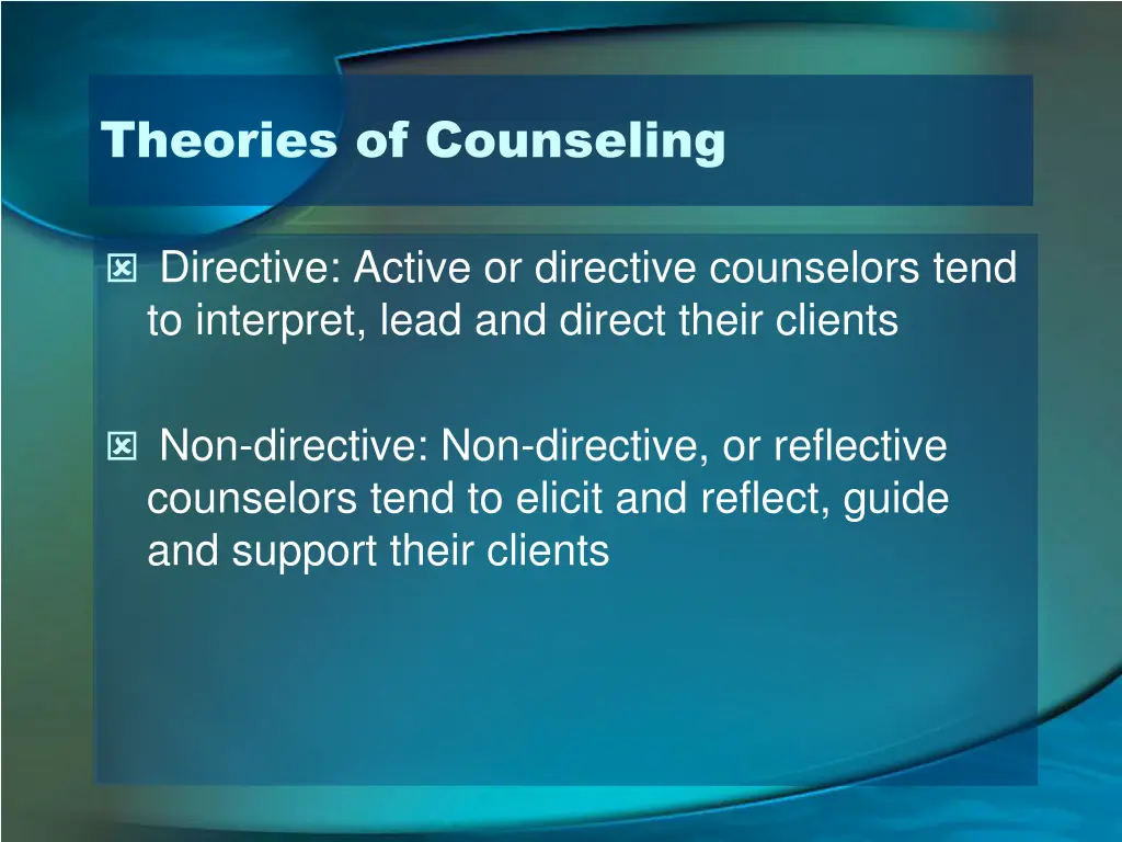 theories of counseling