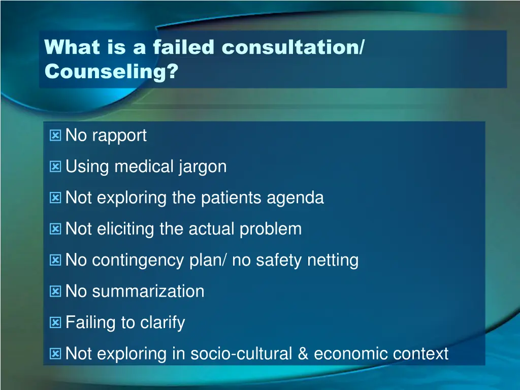what is a failed consultation counseling
