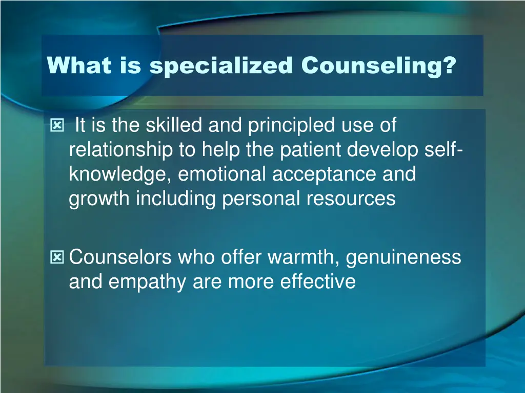 what is specialized counseling