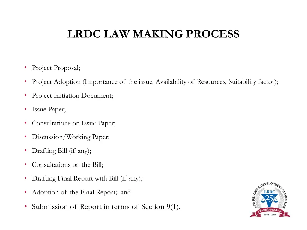 lrdc law making process