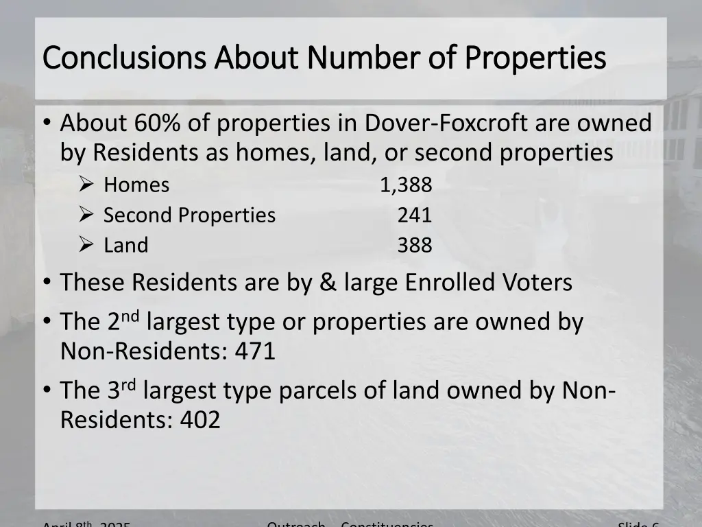conclusions about number of properties