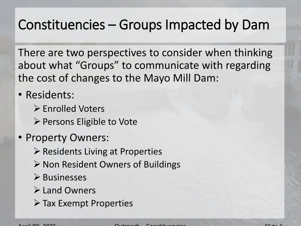 constituencies constituencies groups impacted
