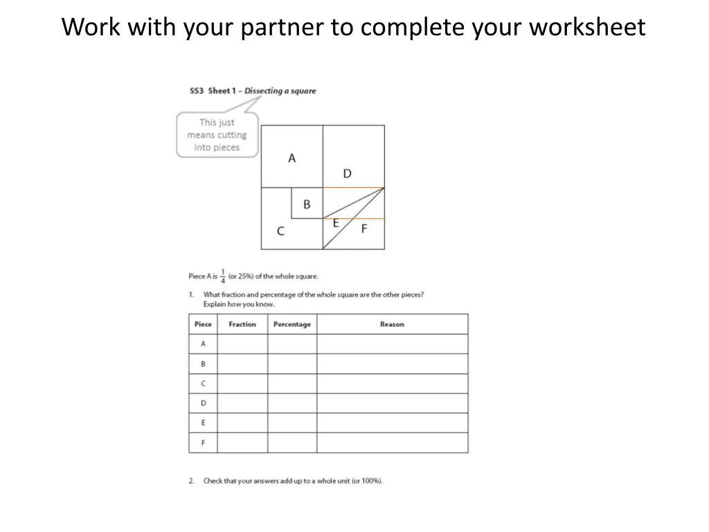 work with your partner to complete your worksheet 1