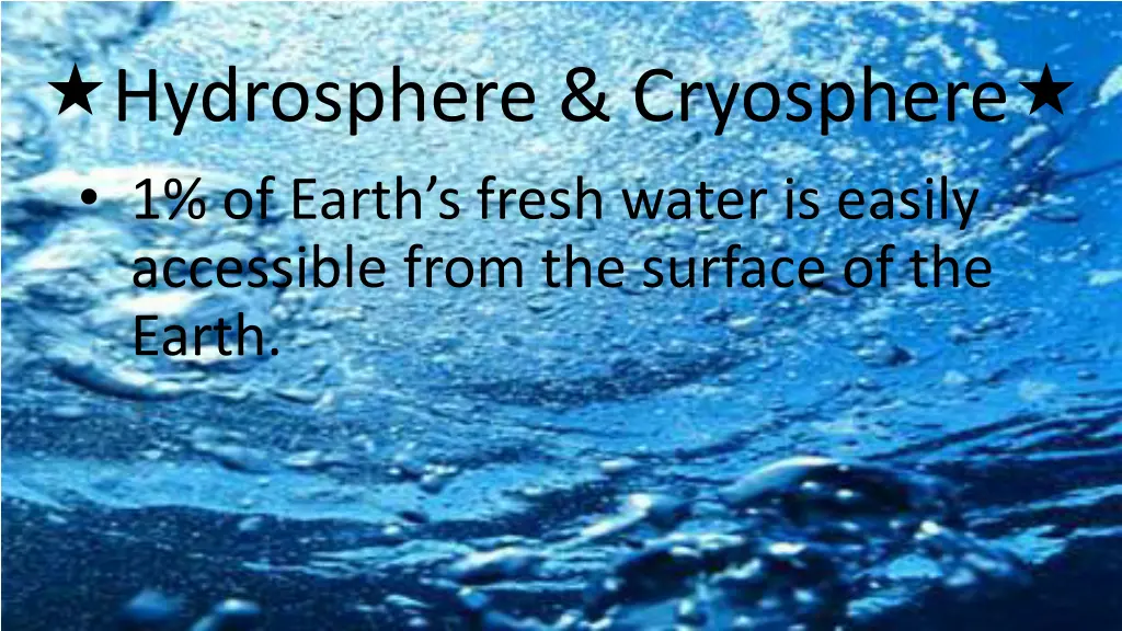 hydrosphere cryosphere 1 of earth s fresh water