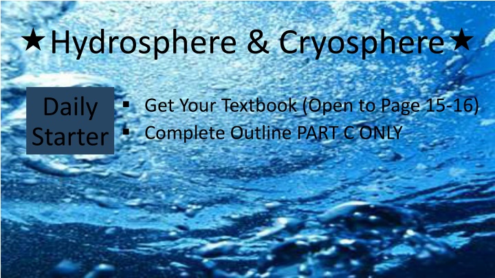 hydrosphere cryosphere