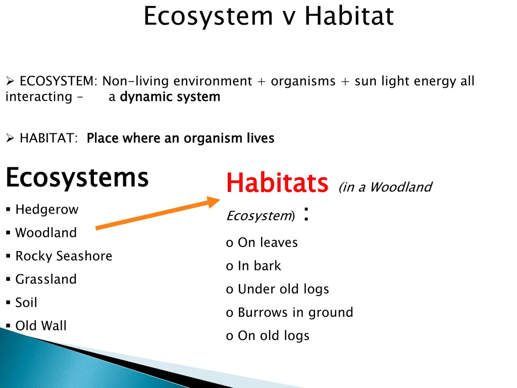 ecosystem v habitat