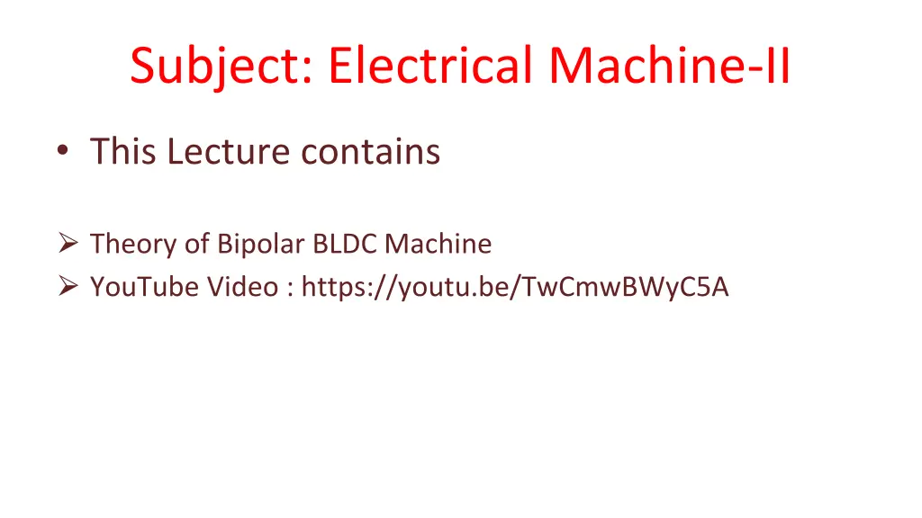 subject electrical machine ii