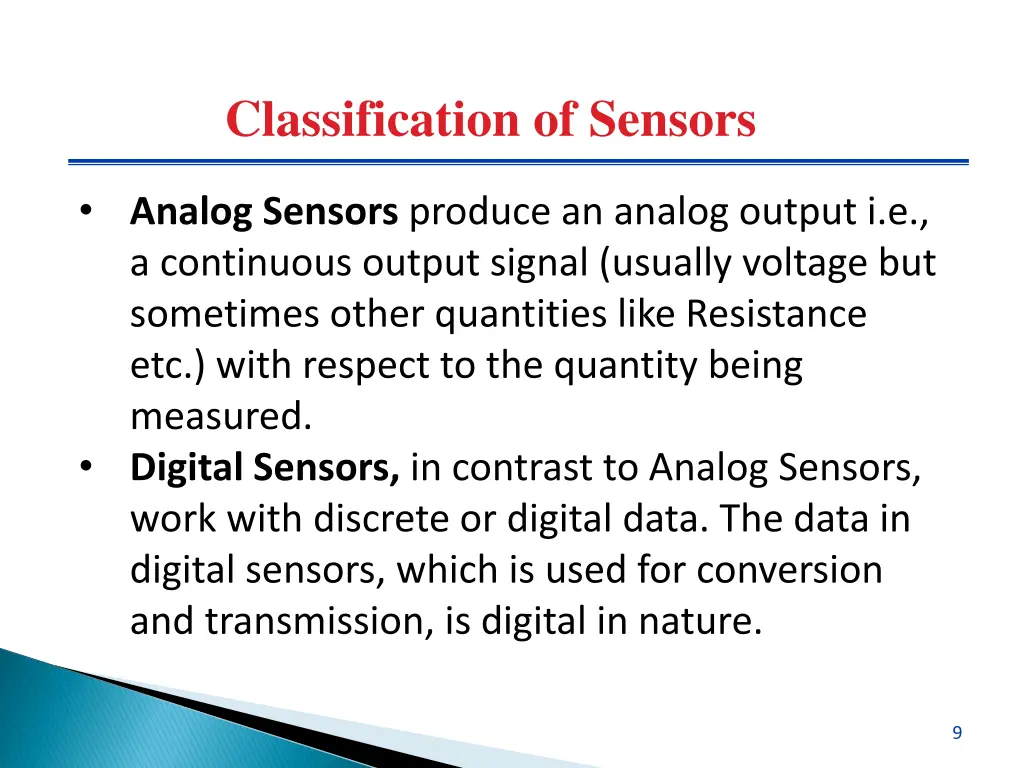 classification of sensors 3