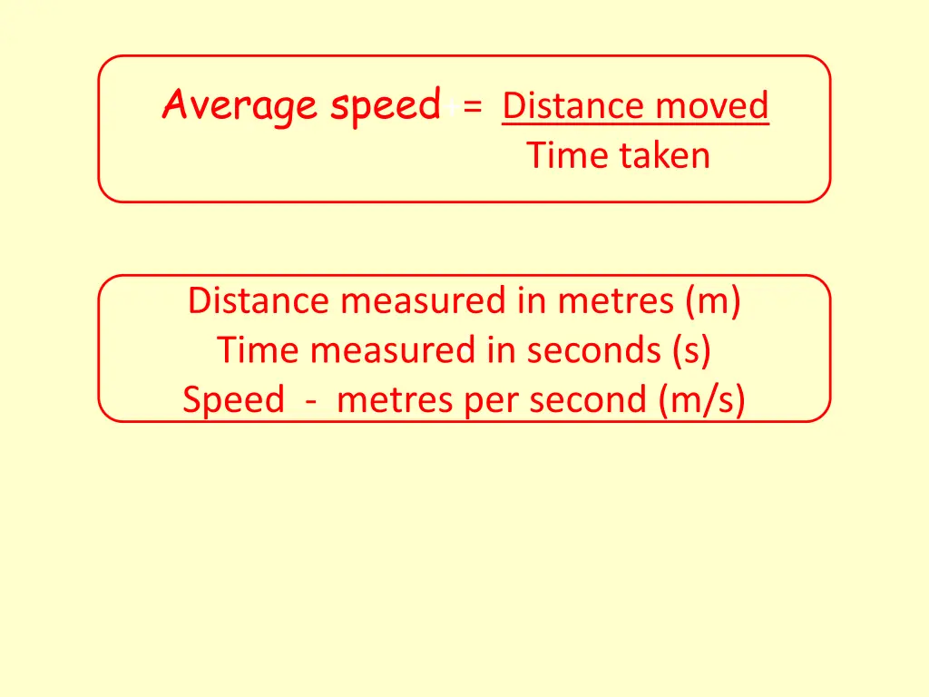 average speed distance moved 1