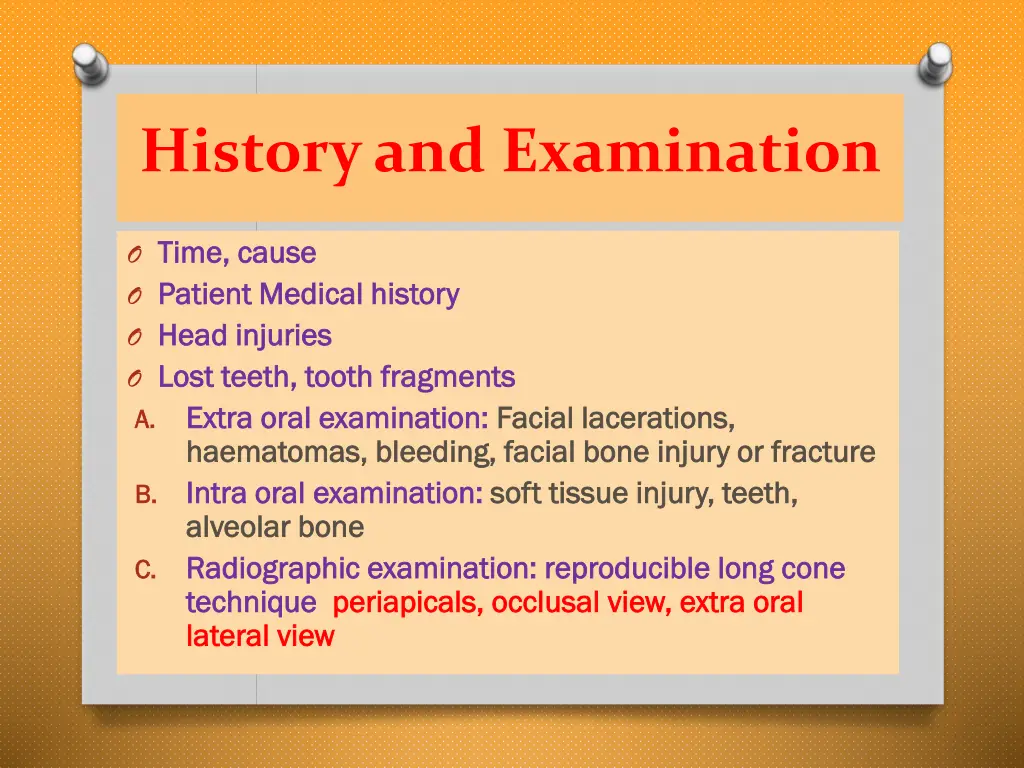 history and examination