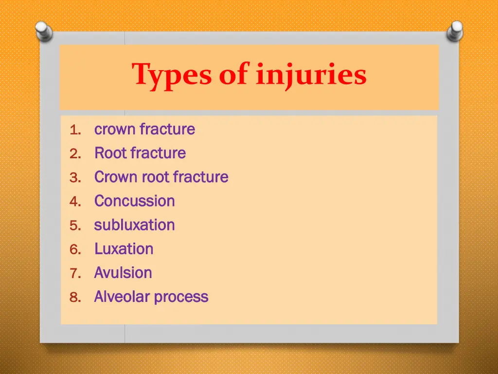 types of injuries