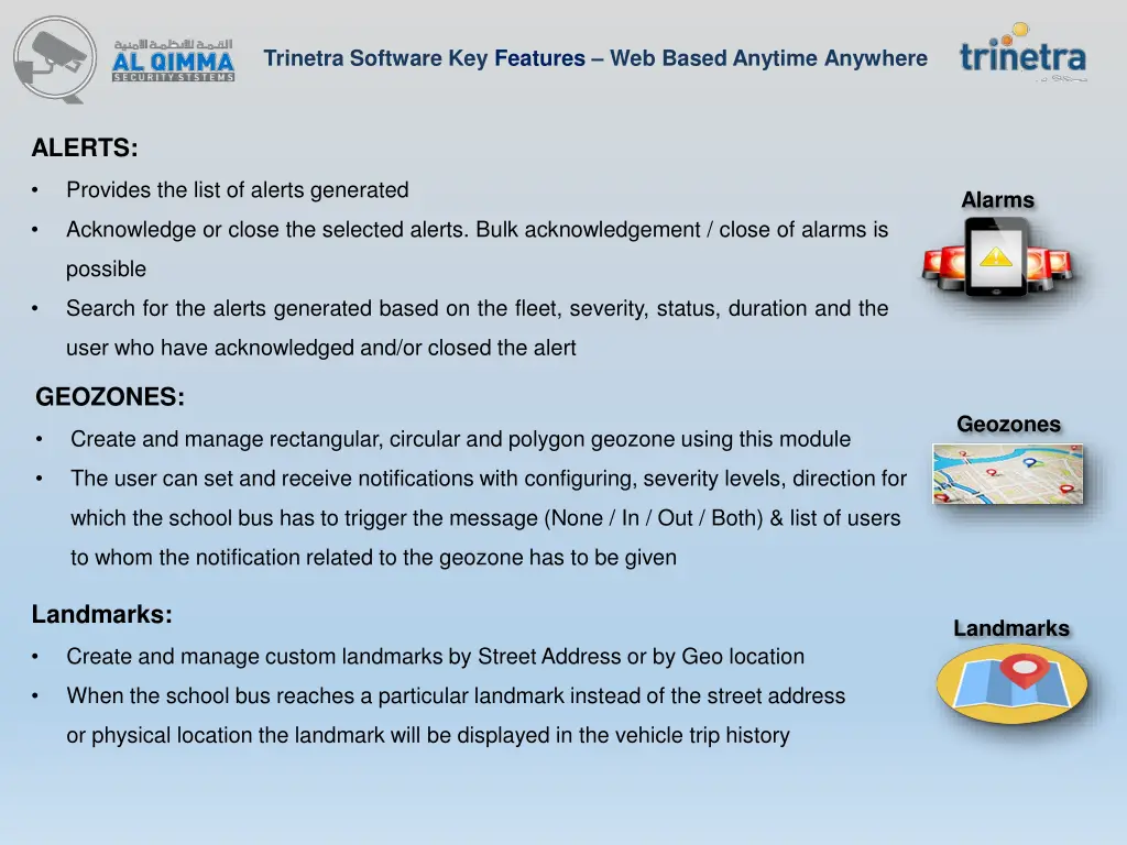 trinetra software key features web based anytime 2
