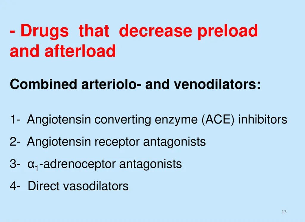 drugs that decrease preload and afterload