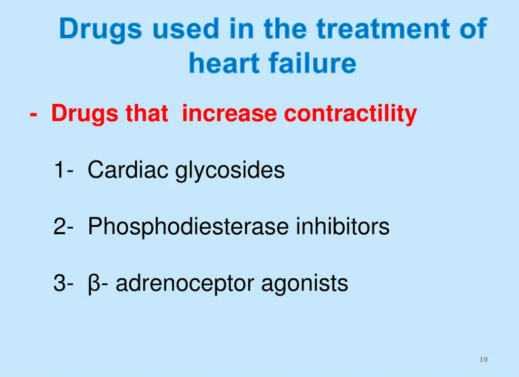 drugs used in the treatment of heart failure