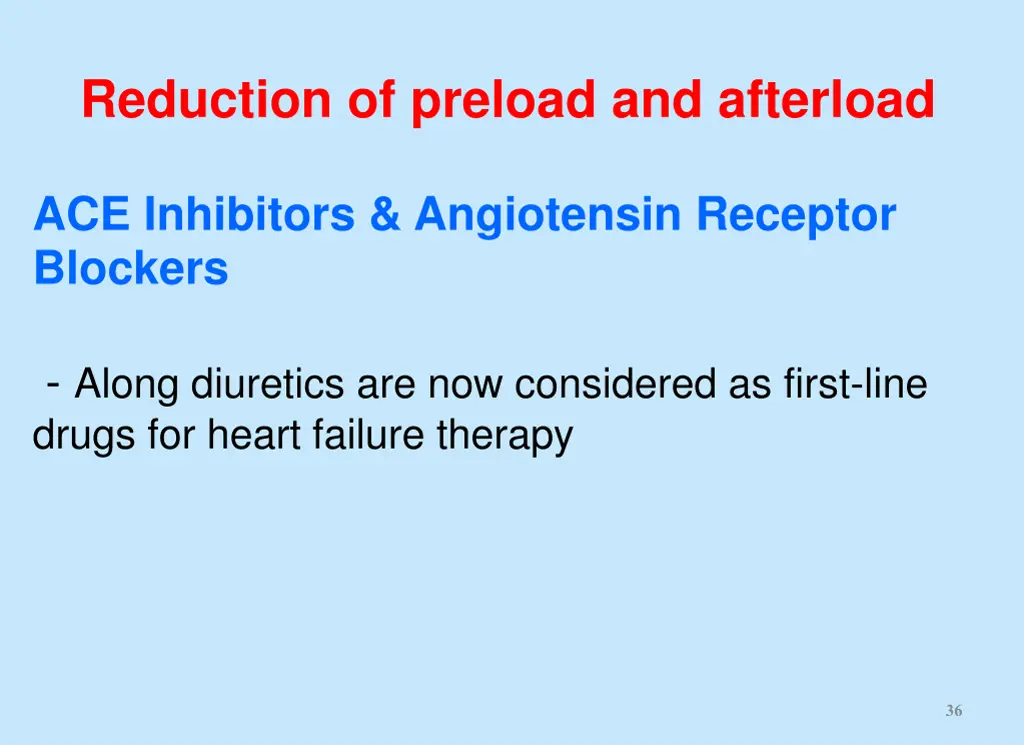 reduction of preload and afterload