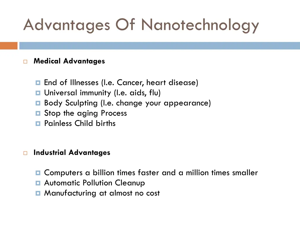 advantages of nanotechnology