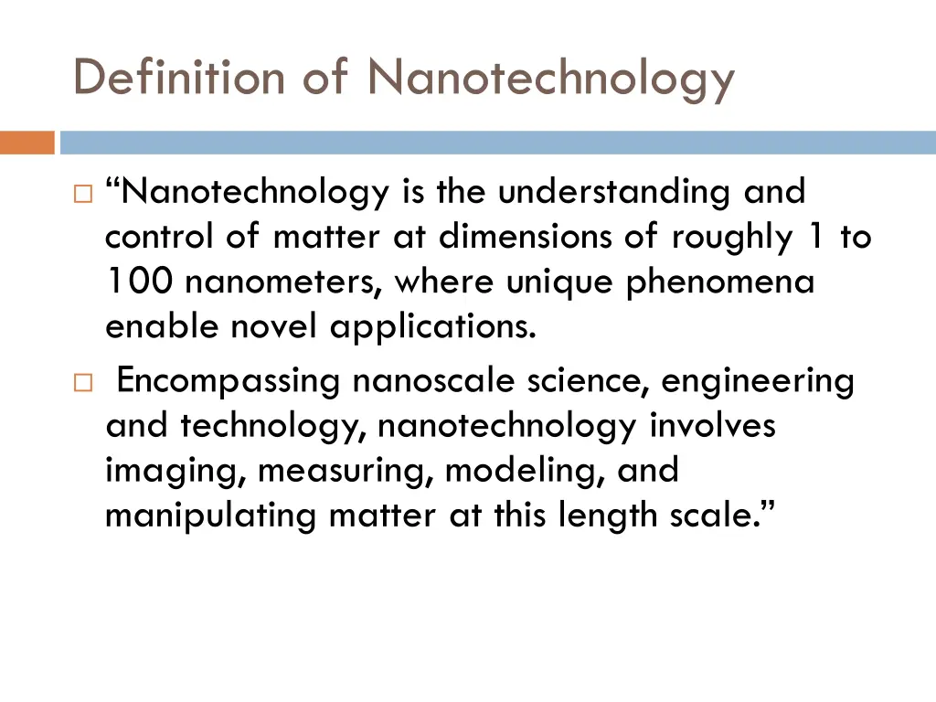 definition of nanotechnology