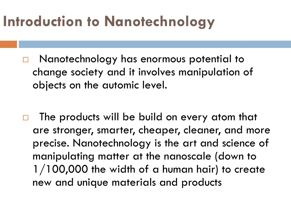 introduction to nanotechnology