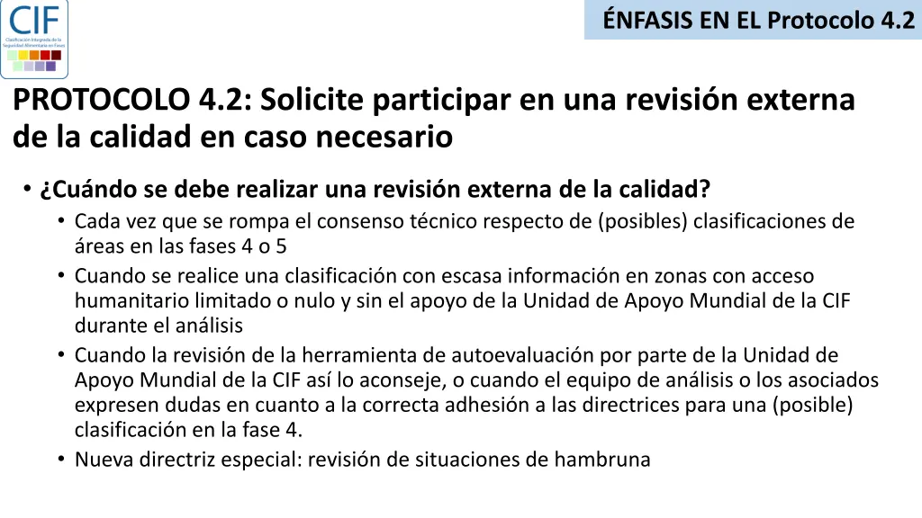 nfasis en el protocolo 4 2 1