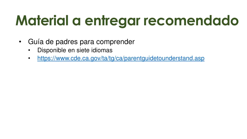 material a entregar recomendado