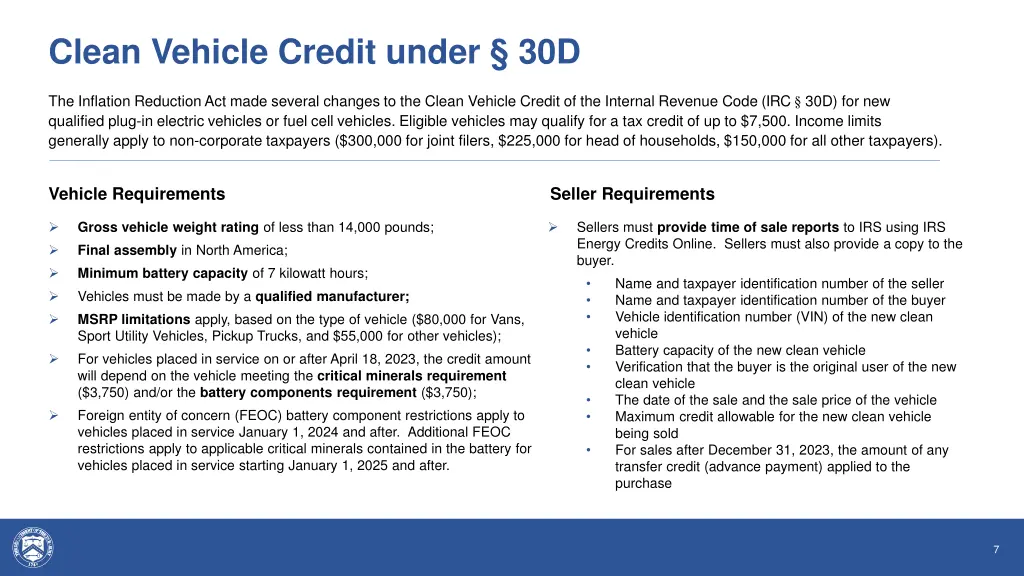 clean vehicle credit under 30d