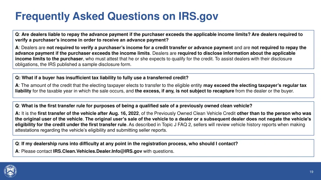 frequently asked questions on irs gov
