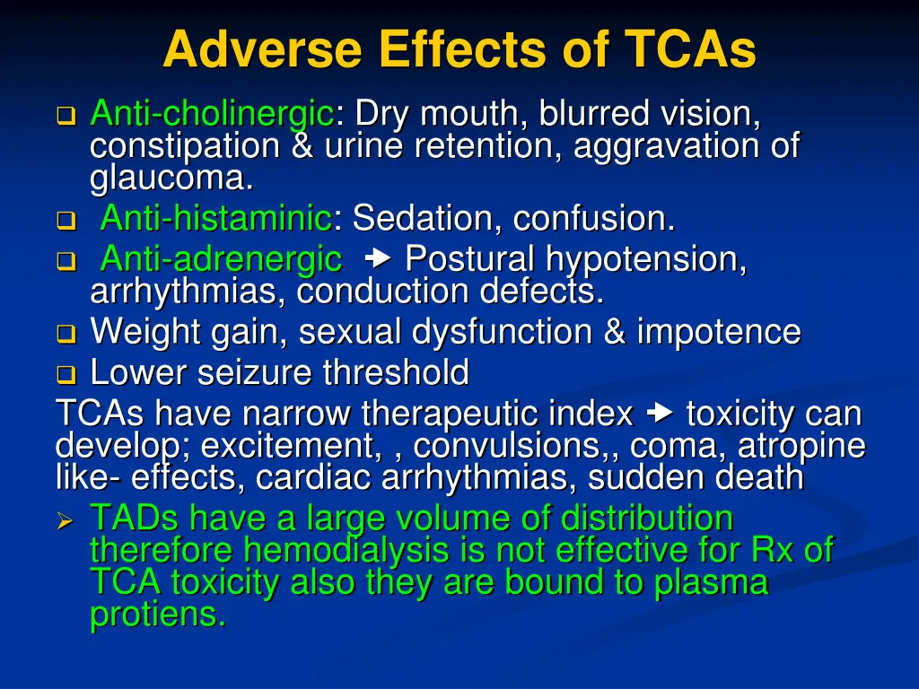 adverse effects of tcas anti cholinergic