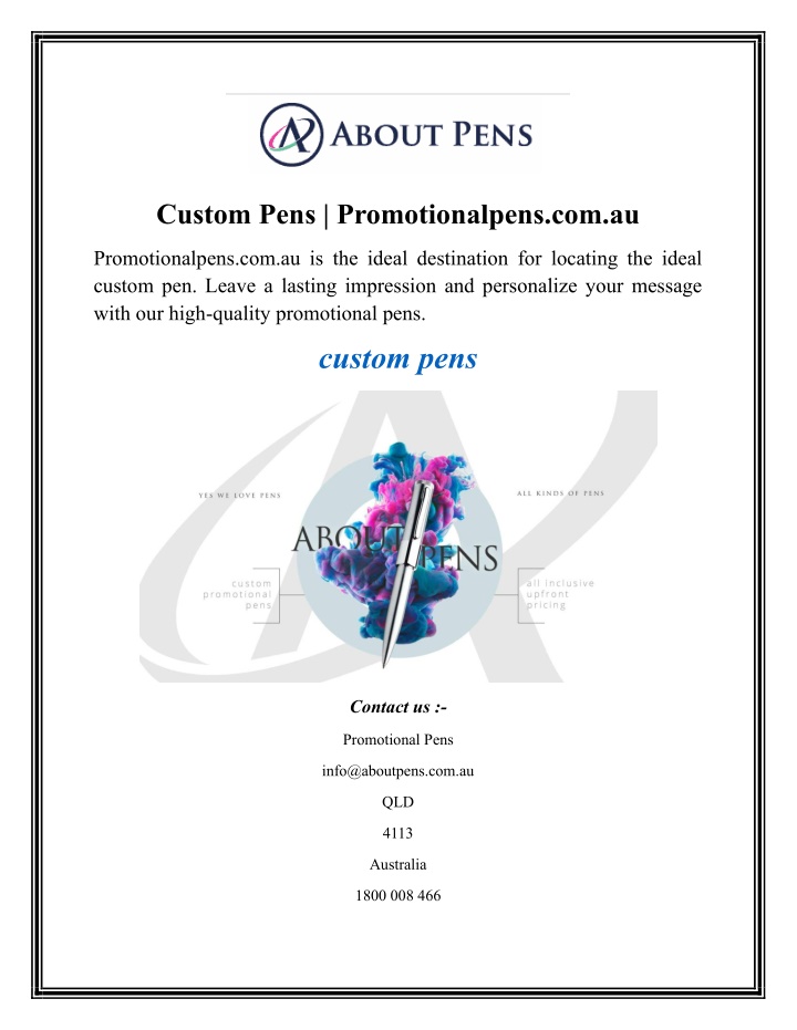 custom pens promotionalpens com au