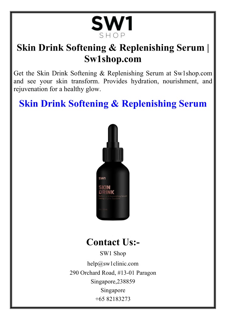 skin drink softening replenishing serum sw1shop