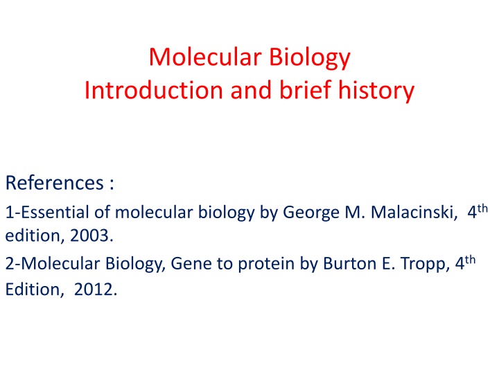molecular biology introduction and brief history