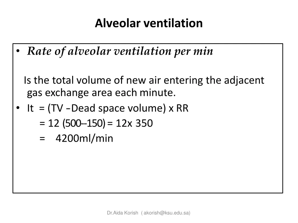 alveolar ventilation
