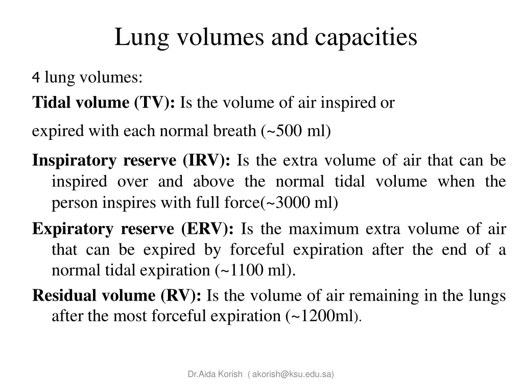 lung volumes and capacities