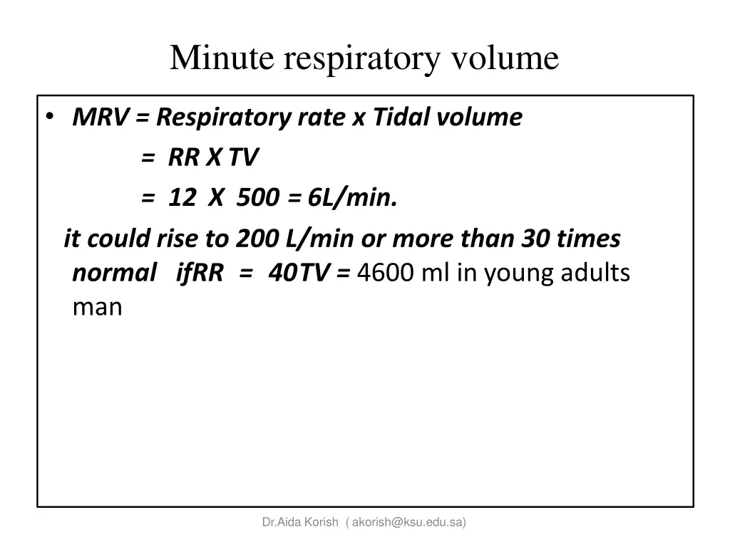 minute respiratory volume