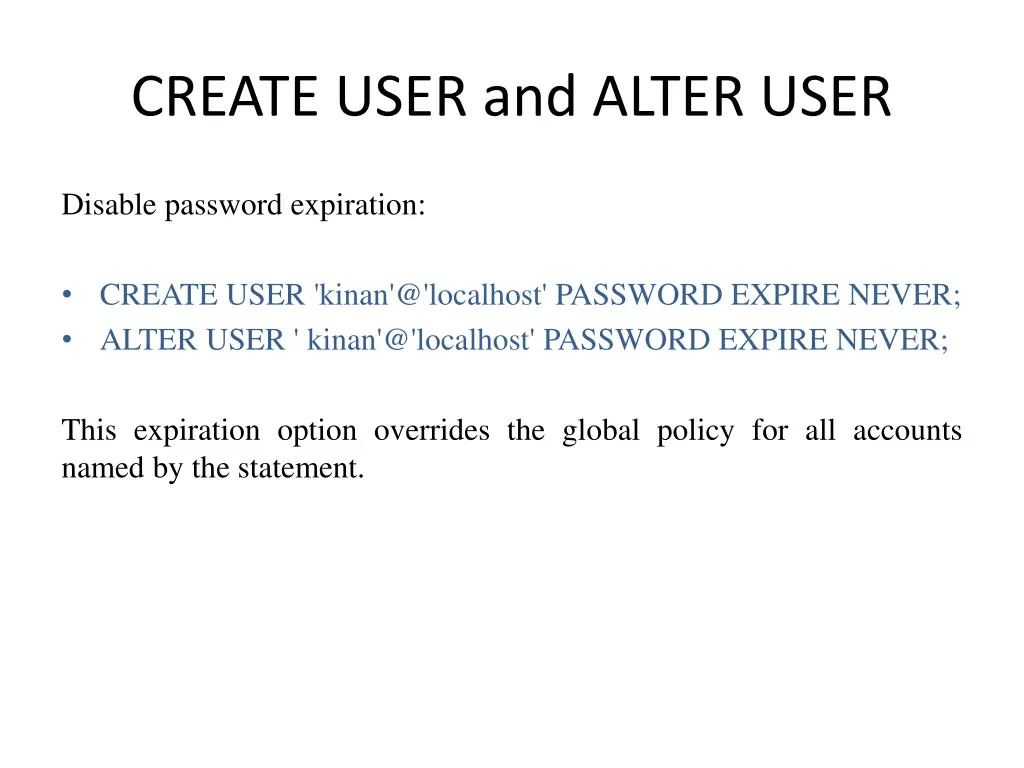 create user and alter user 1