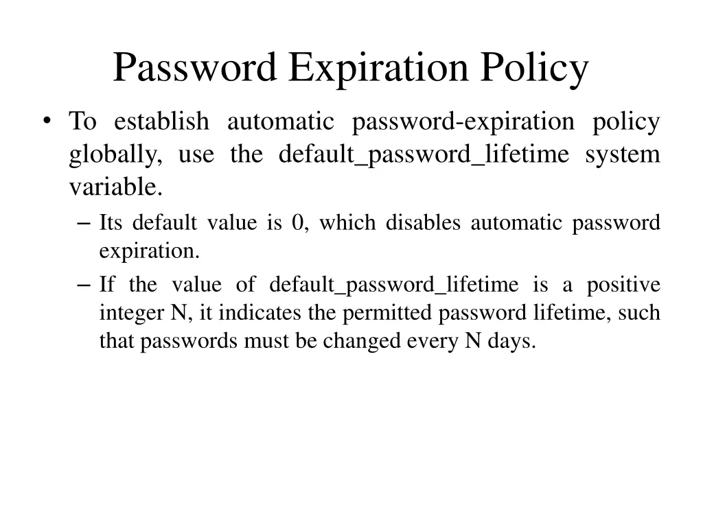 password expiration policy 2